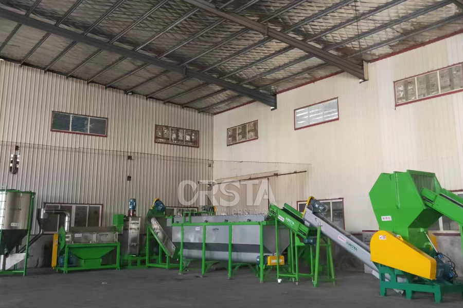 PP car bumper crushing washing recycling line installed and tested successfully 
