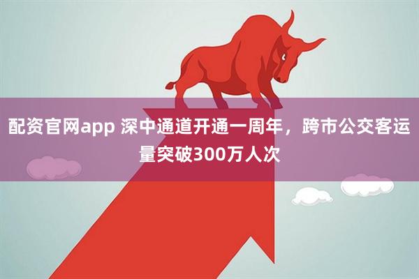 配资官网app 深中通道开通一周年，跨市公交客运量突破300万人次